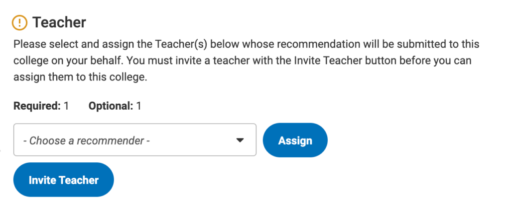 Assigning Recommender Section When Completing the Common App