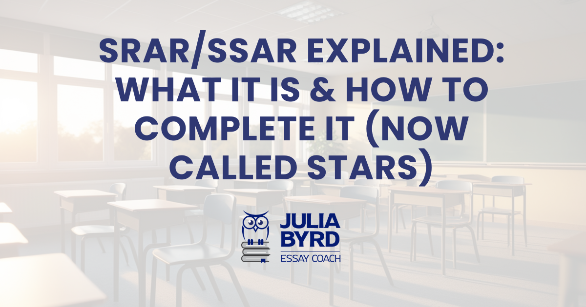 Student reviewing SRAR/SSAR/STARS transcript requirements for college applications